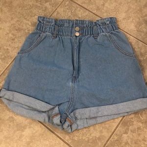 Paper Bag Denim Shorts